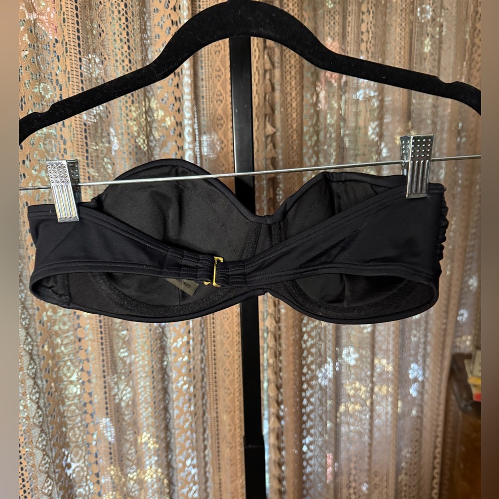 Worn Victoria's Secret Black Bandeau Swim Top - Picture 3 of 5